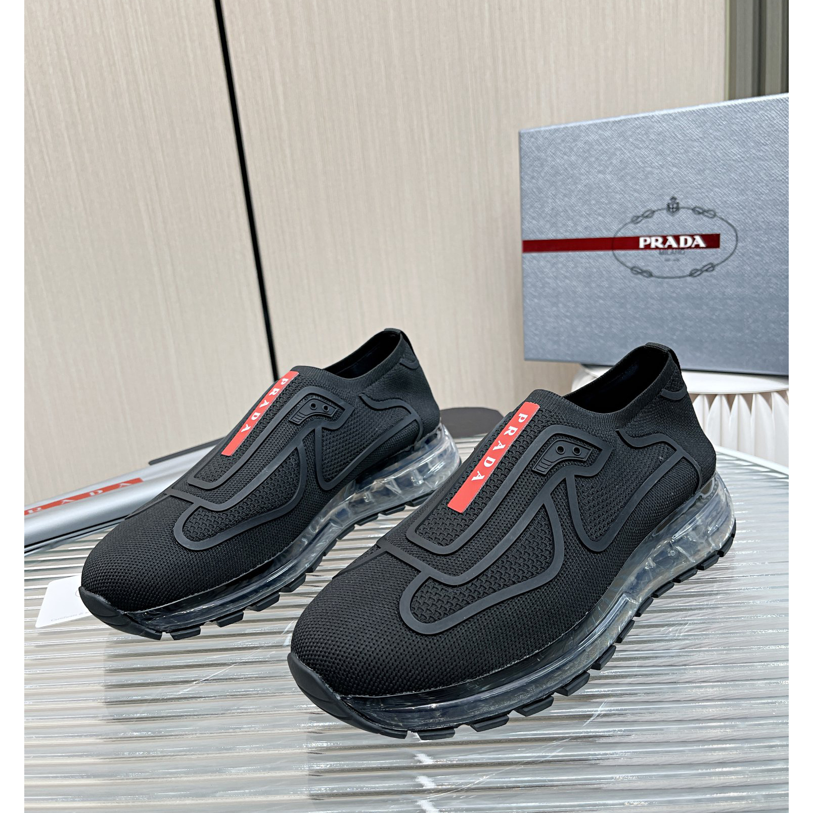 Prada Logo Sneakers In Black - EUR FASHION