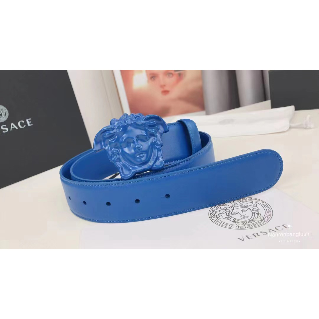 Versace Medusa Head Mens Fashion Blue Belt - EUR FASHION