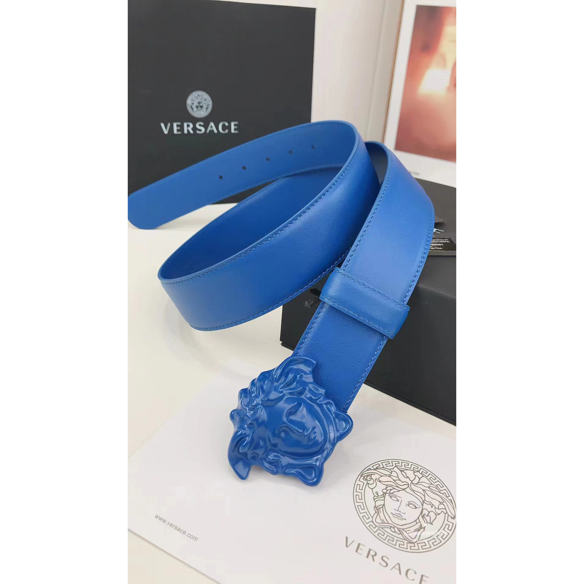 Versace Medusa Head Mens Fashion Blue Belt - EUR FASHION