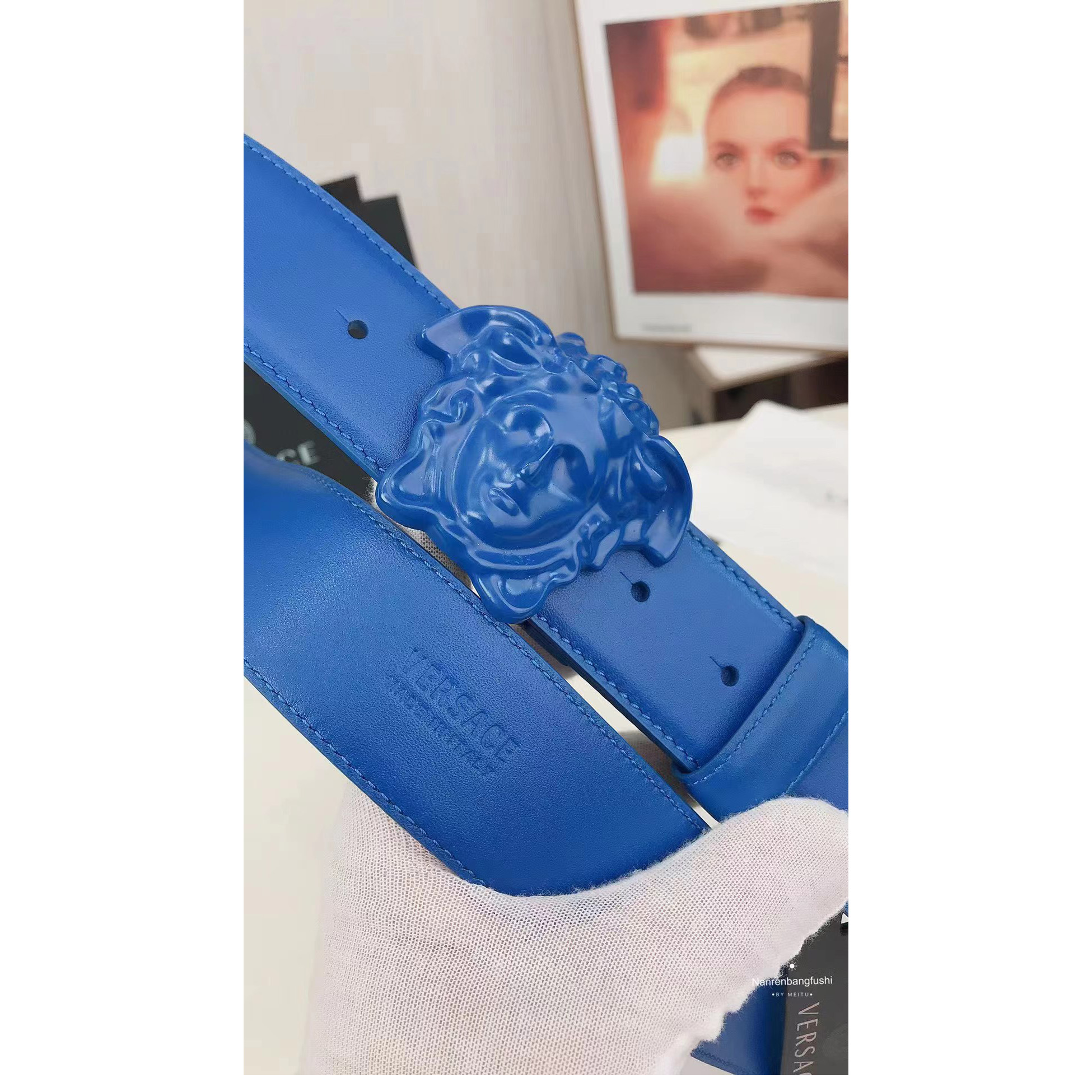 Versace Medusa Head Mens Fashion Blue Belt - EUR FASHION