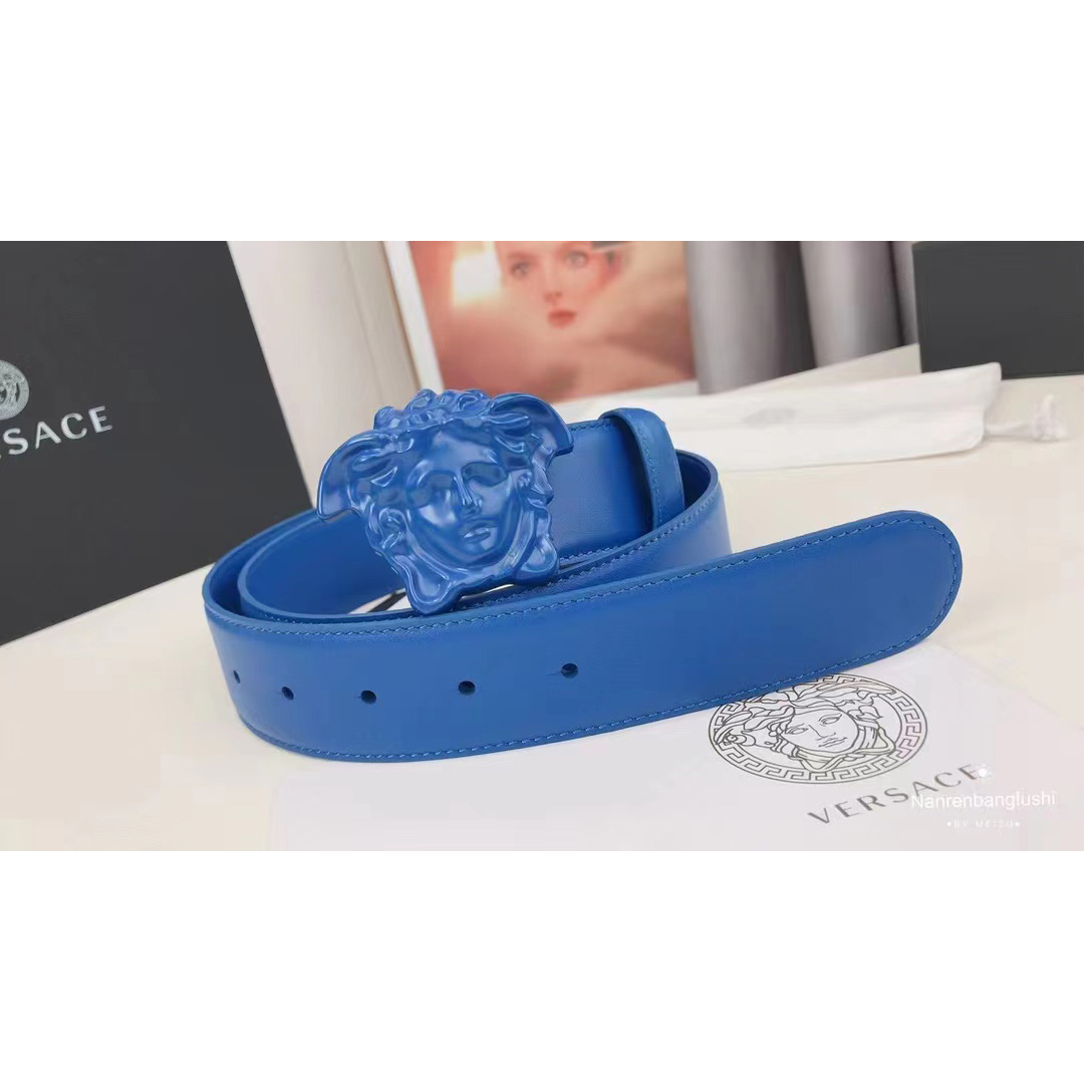 Versace Medusa Head Mens Fashion Blue Belt - EUR FASHION