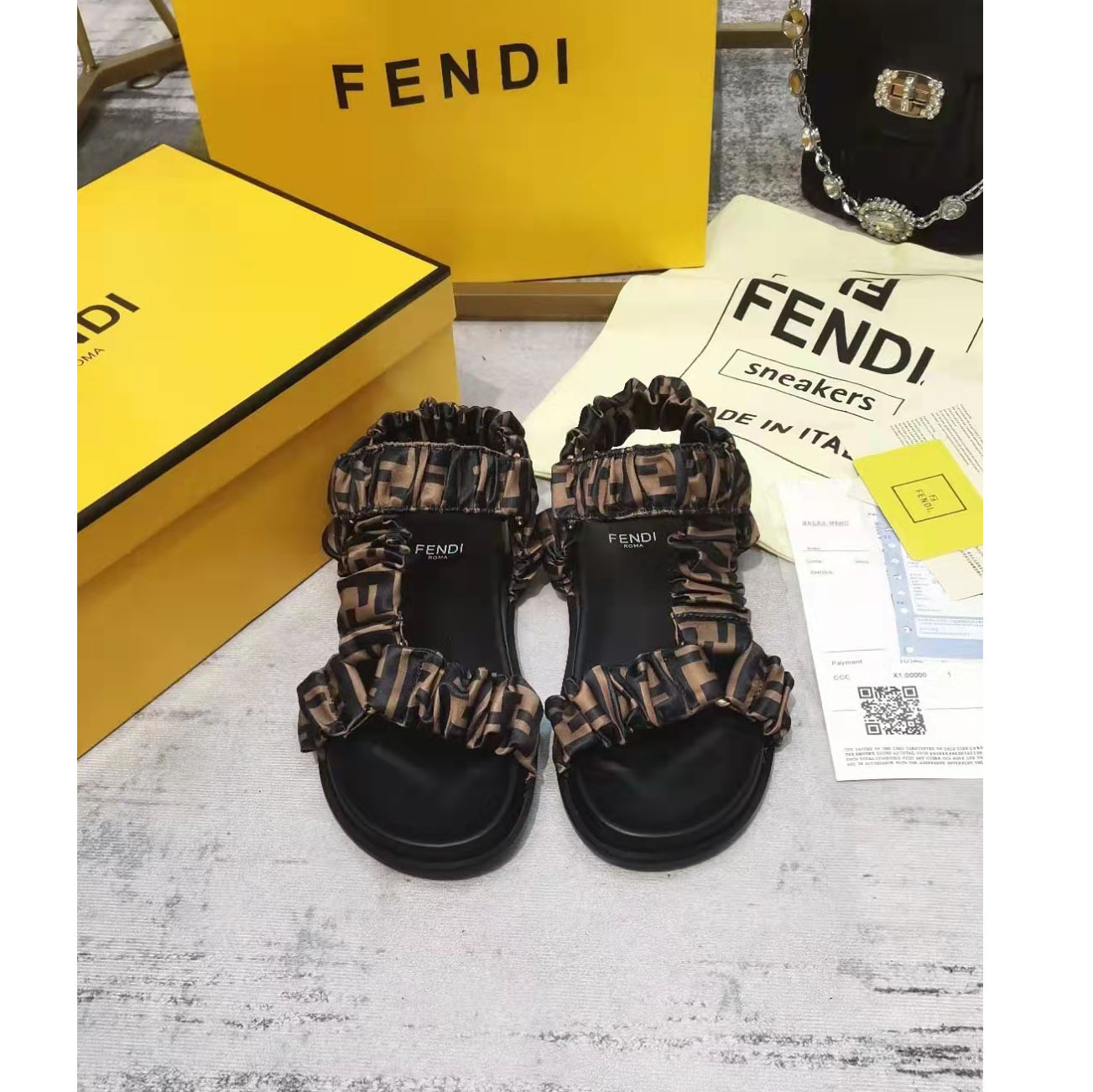 Fendi FF Print Flat Women Sandal - EUR FASHION