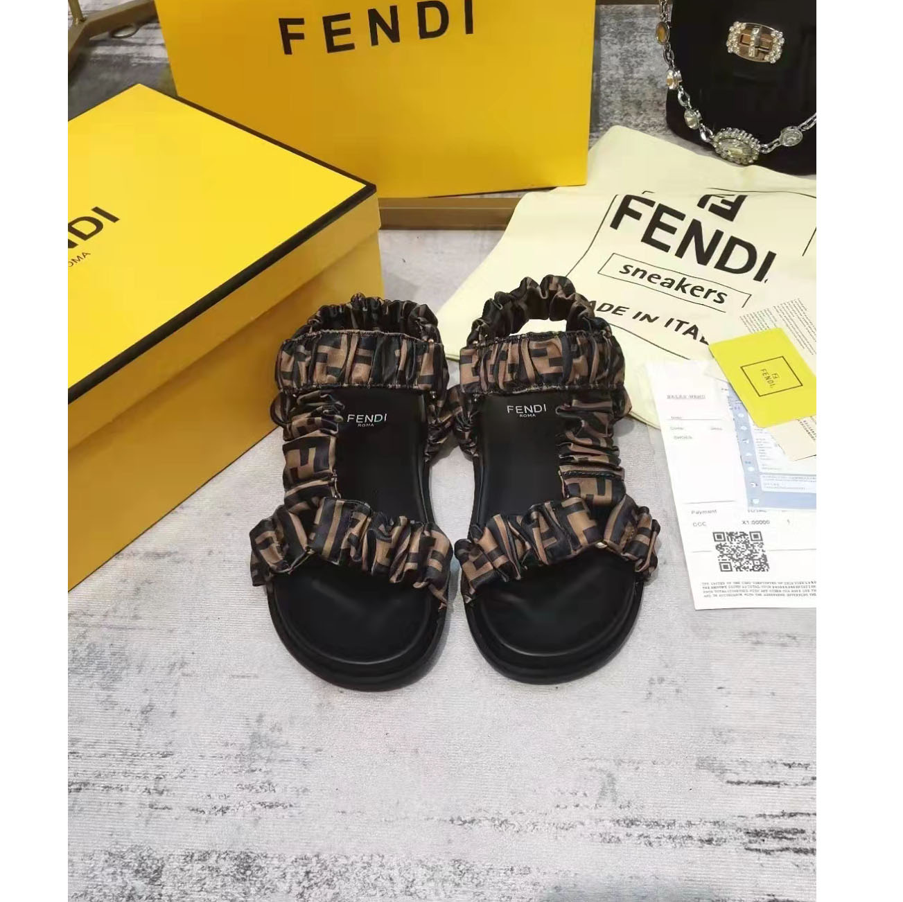 Fendi FF Print Flat Women Sandal - EUR FASHION