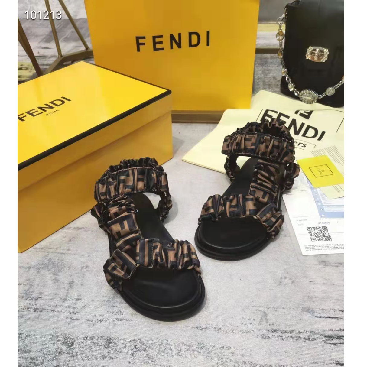 Fendi FF Print Flat Women Sandal - EUR FASHION