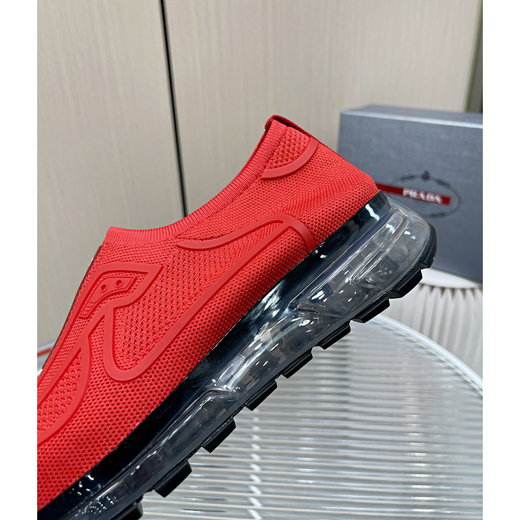 Prada Logo Sneakers In Red - EUR FASHION