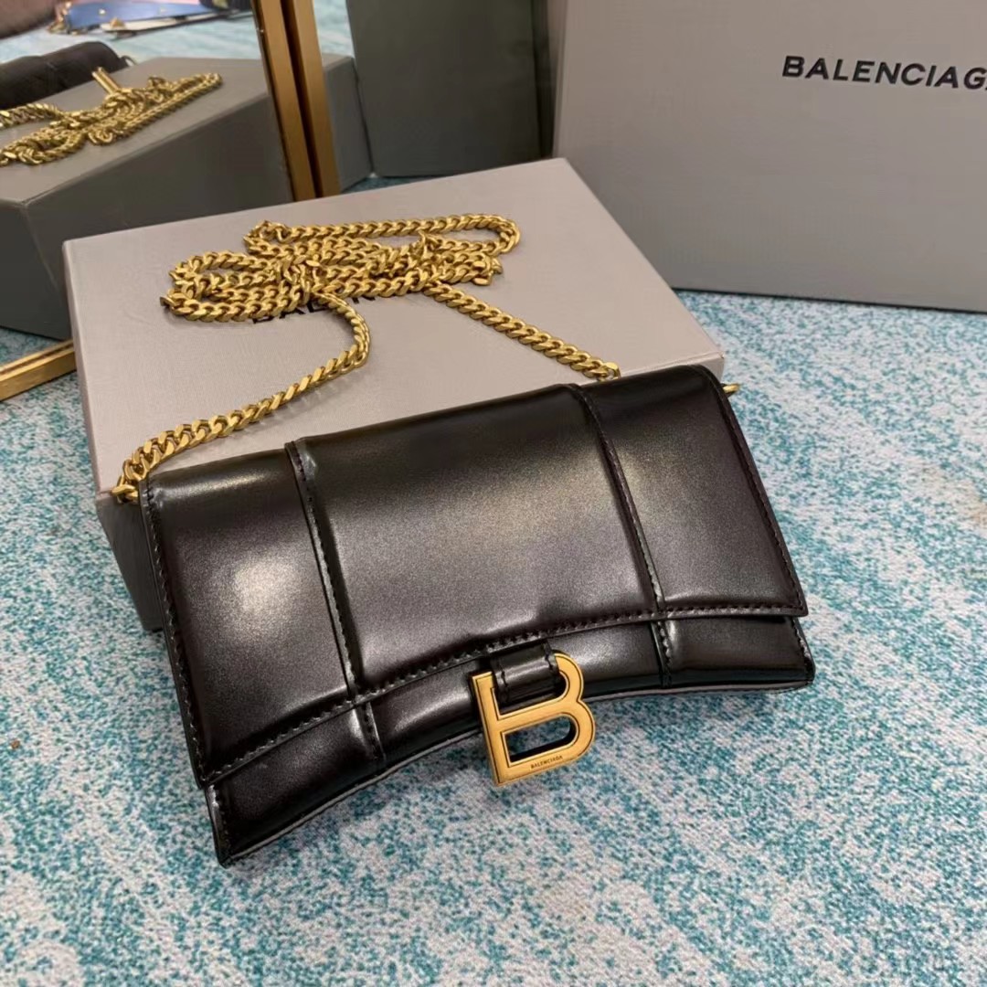 Balenciaga Hourglass Wallet On Chain (19.5-12-5cm) - EUR FASHION