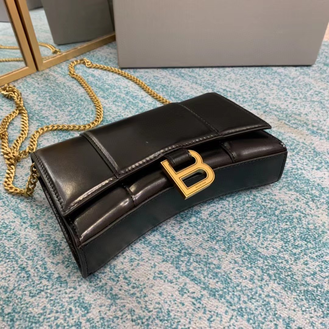 Balenciaga Hourglass Wallet On Chain (19.5-12-5cm) - EUR FASHION