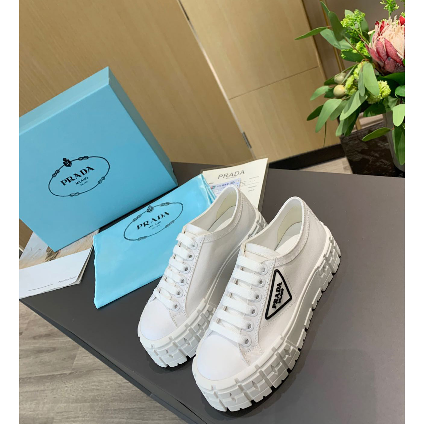 Prada Logo Sneakers In White - EUR FASHION