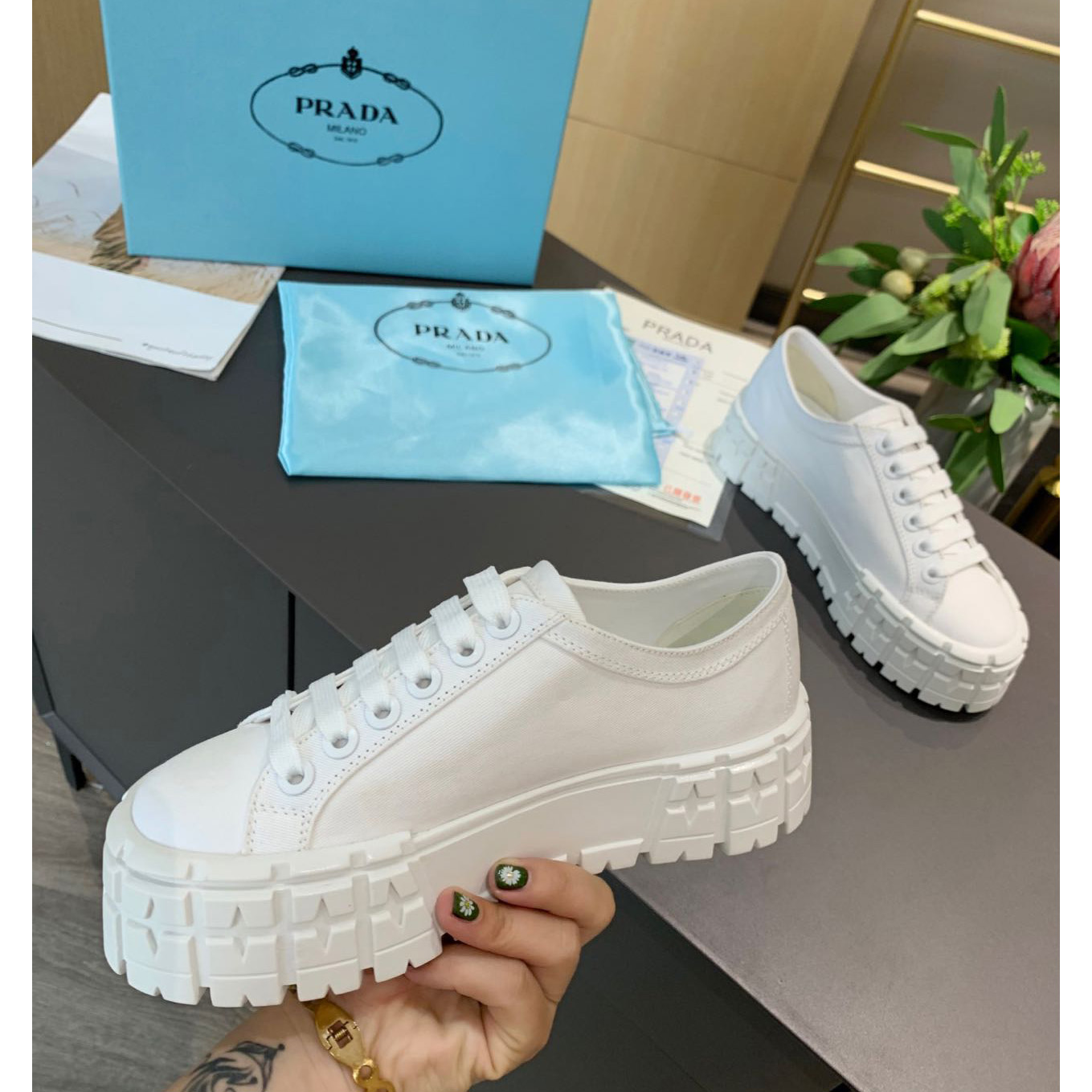 Prada Logo Sneakers In White - EUR FASHION