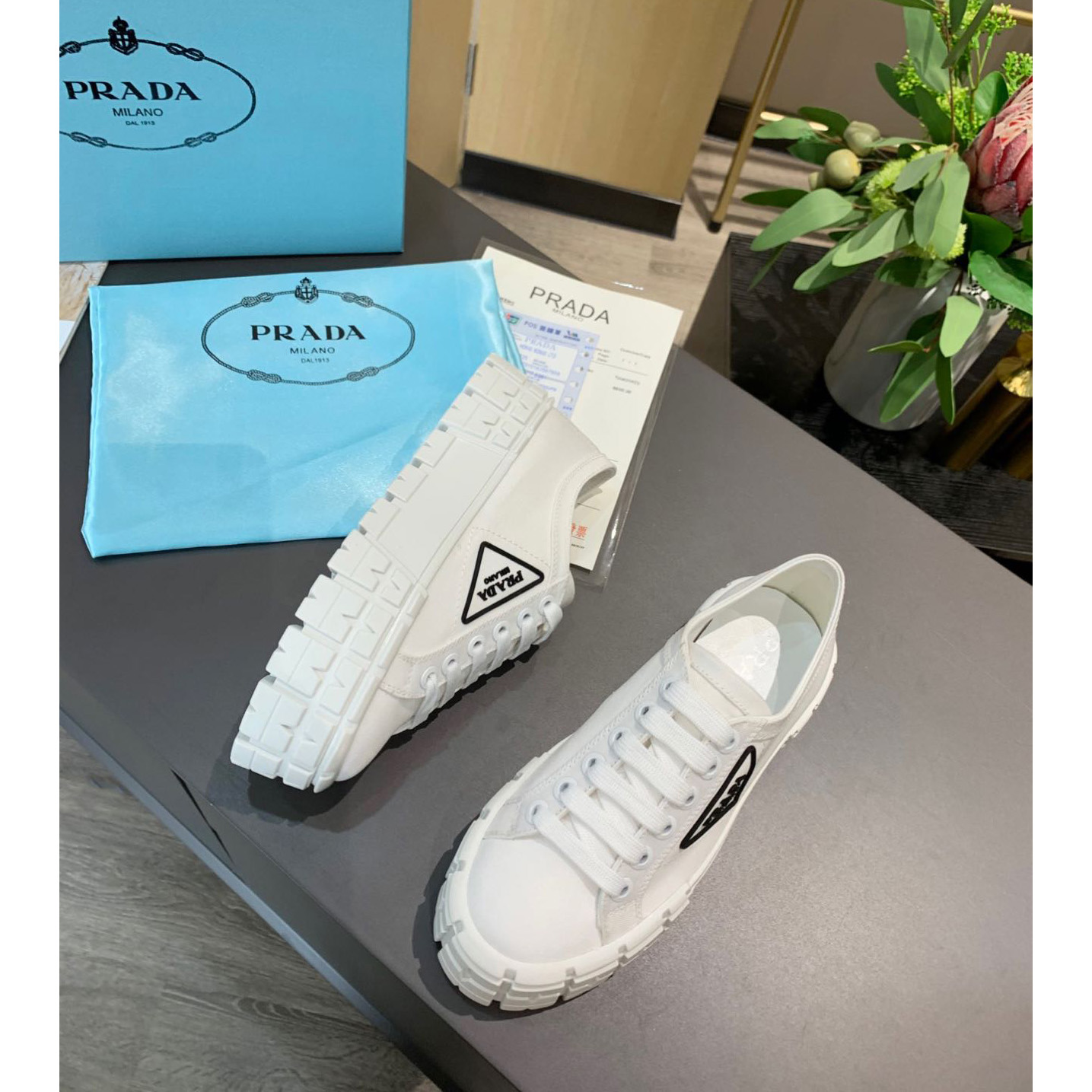 Prada Logo Sneakers In White - EUR FASHION