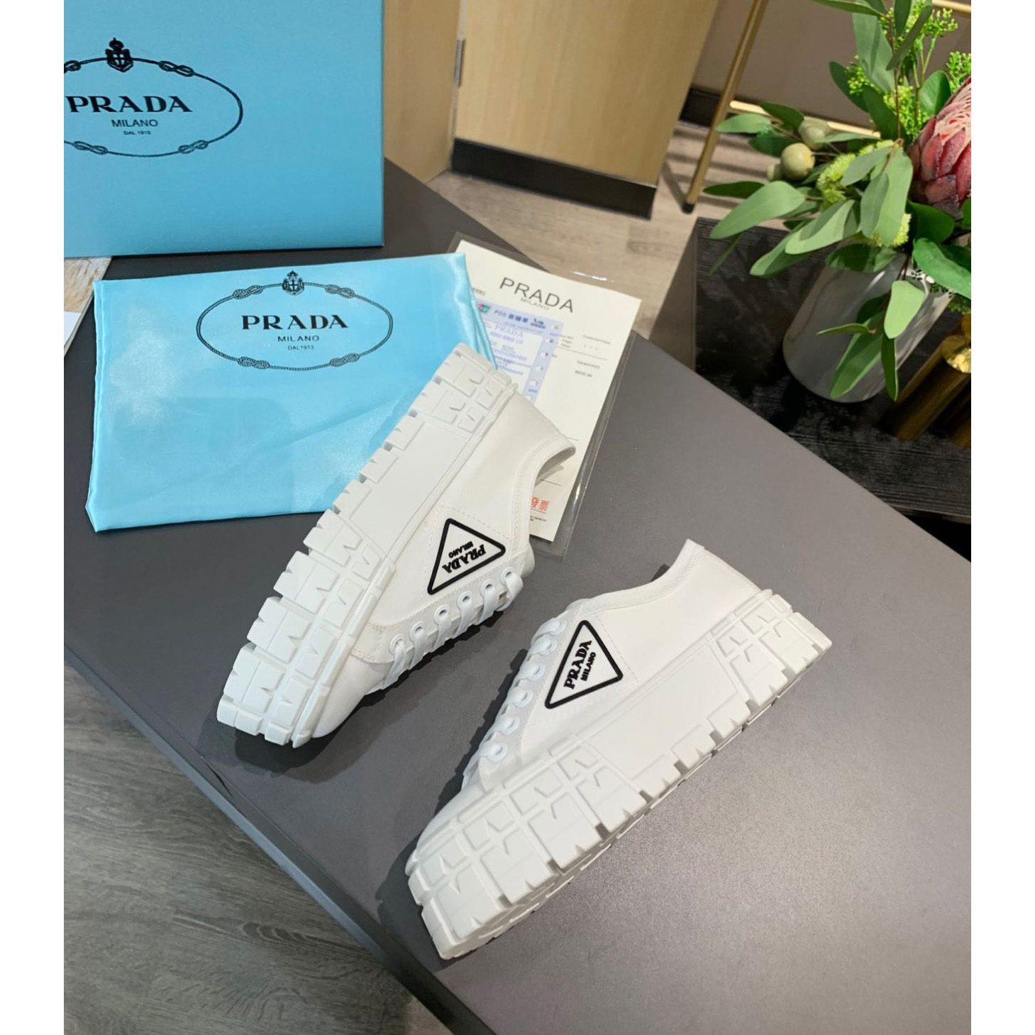 Prada Logo Sneakers In White - EUR FASHION