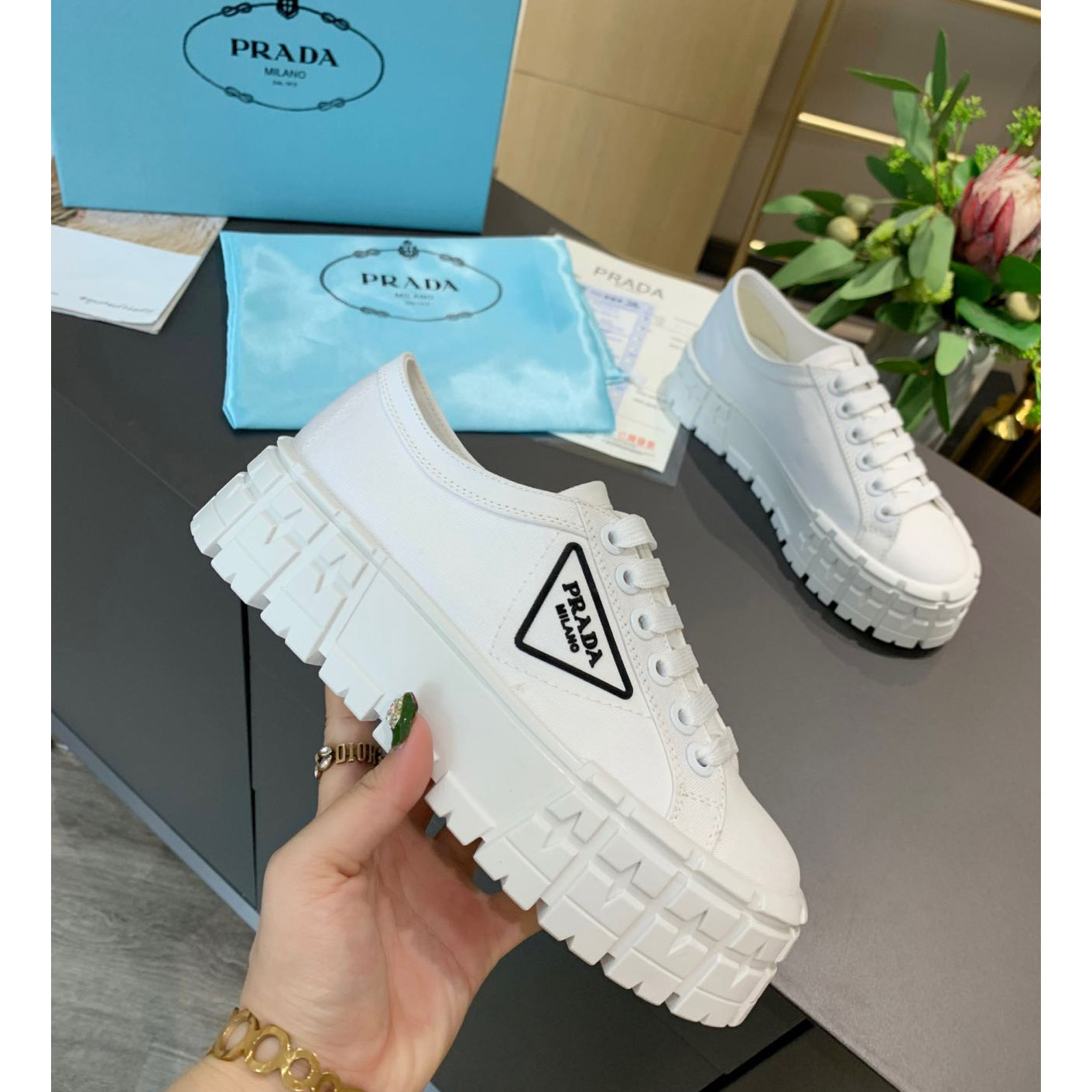 Prada Logo Sneakers In White - EUR FASHION