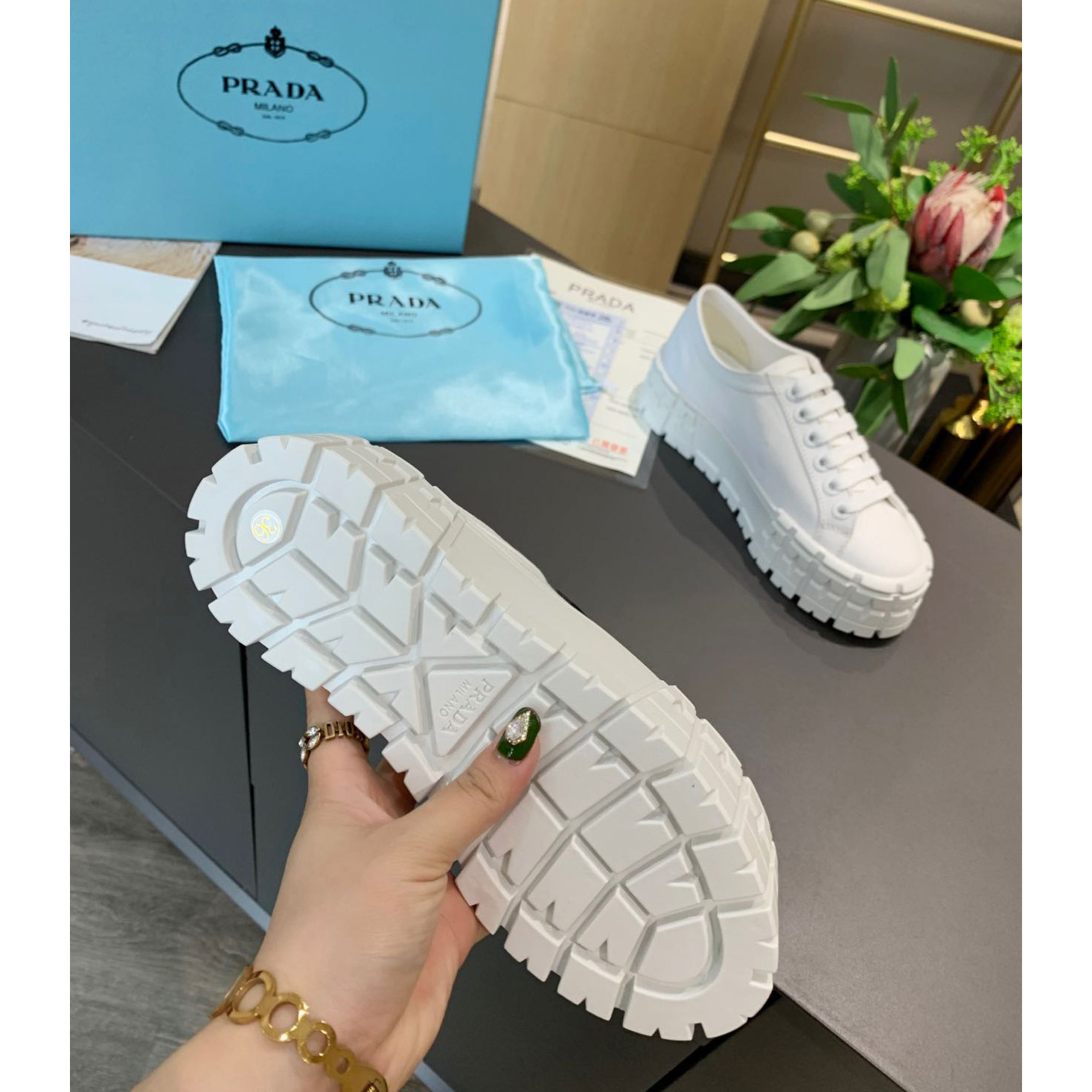 Prada Logo Sneakers In White - EUR FASHION