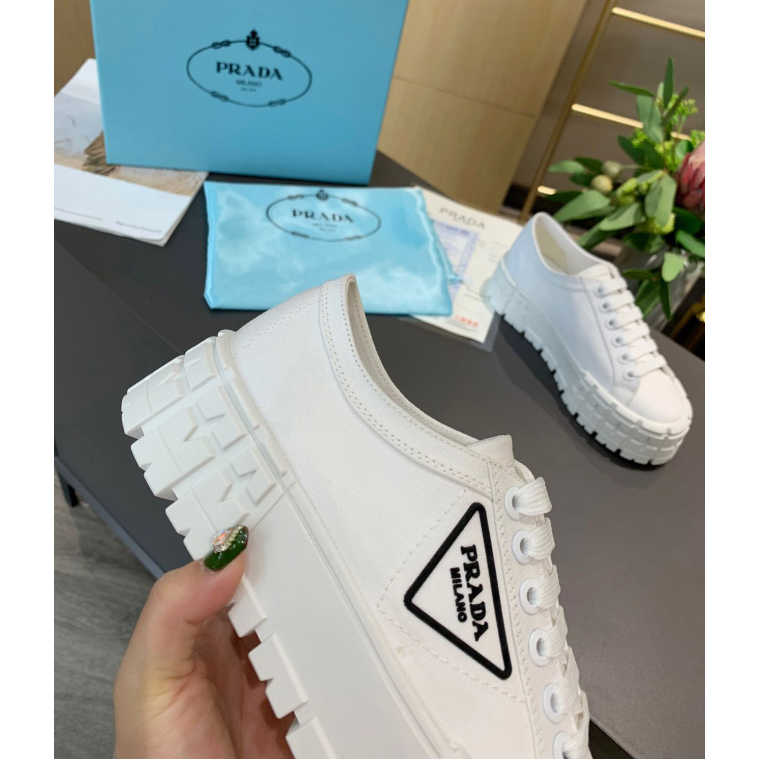 Prada Logo Sneakers In White - EUR FASHION