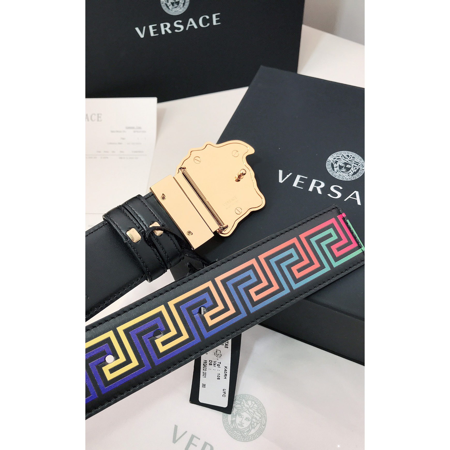 Versace Barocco Print Palazzo 40 MM Belt  - EUR FASHION