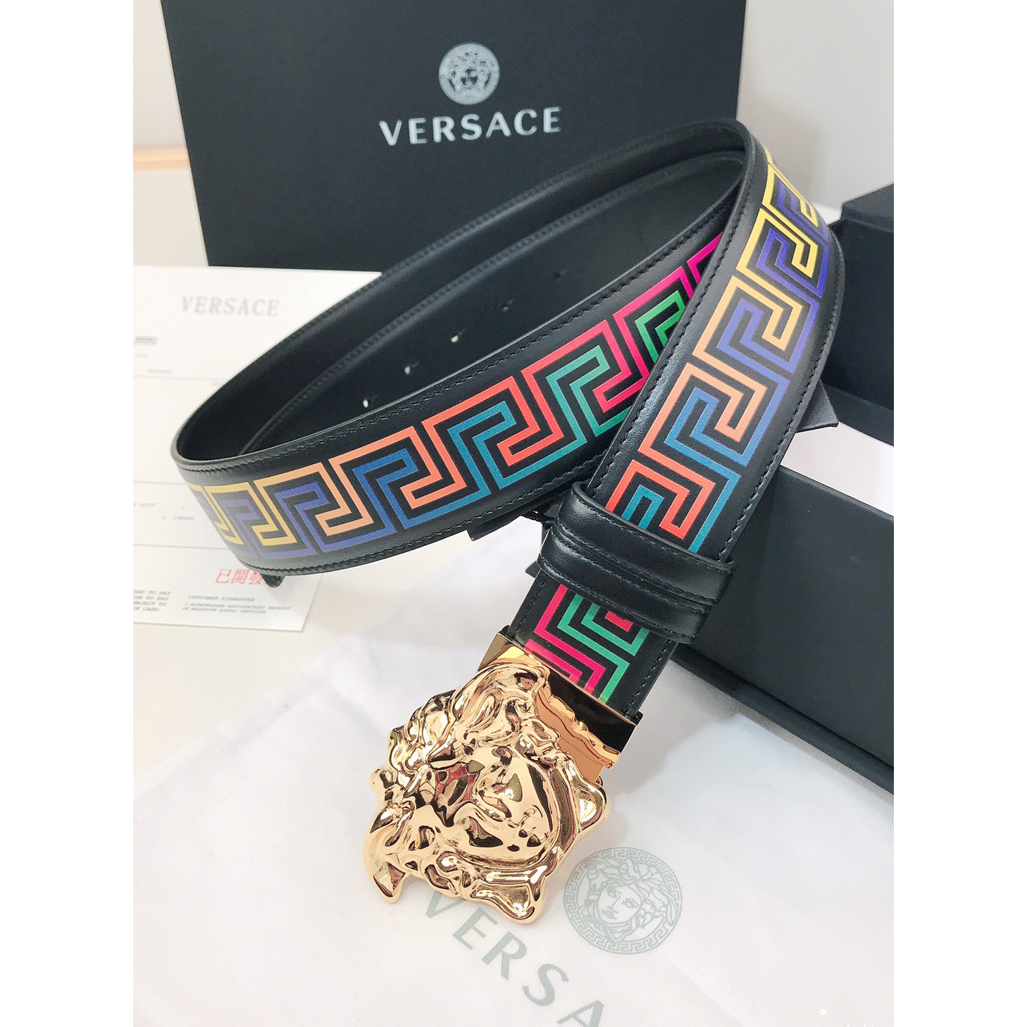 Versace Barocco Print Palazzo 40 MM Belt  - EUR FASHION