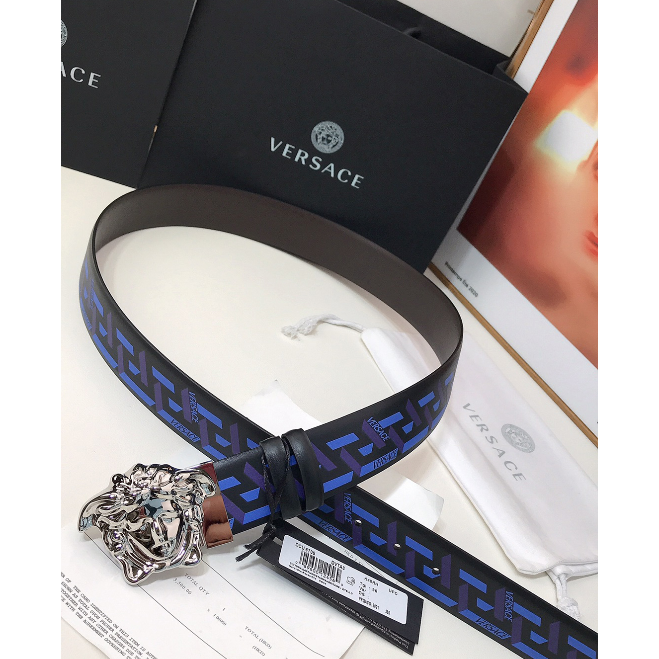 Versace La Greca Print 40 MM Belt  - EUR FASHION