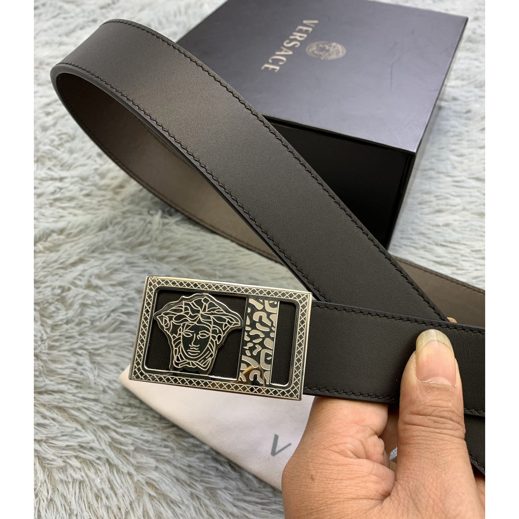 Versace Medusa Head Leather Belt  35mm - EUR FASHION