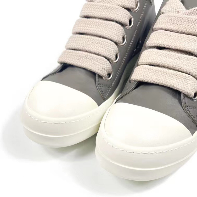 Rick Owens Taupe Calfskin Low Sneakers - EUR FASHION