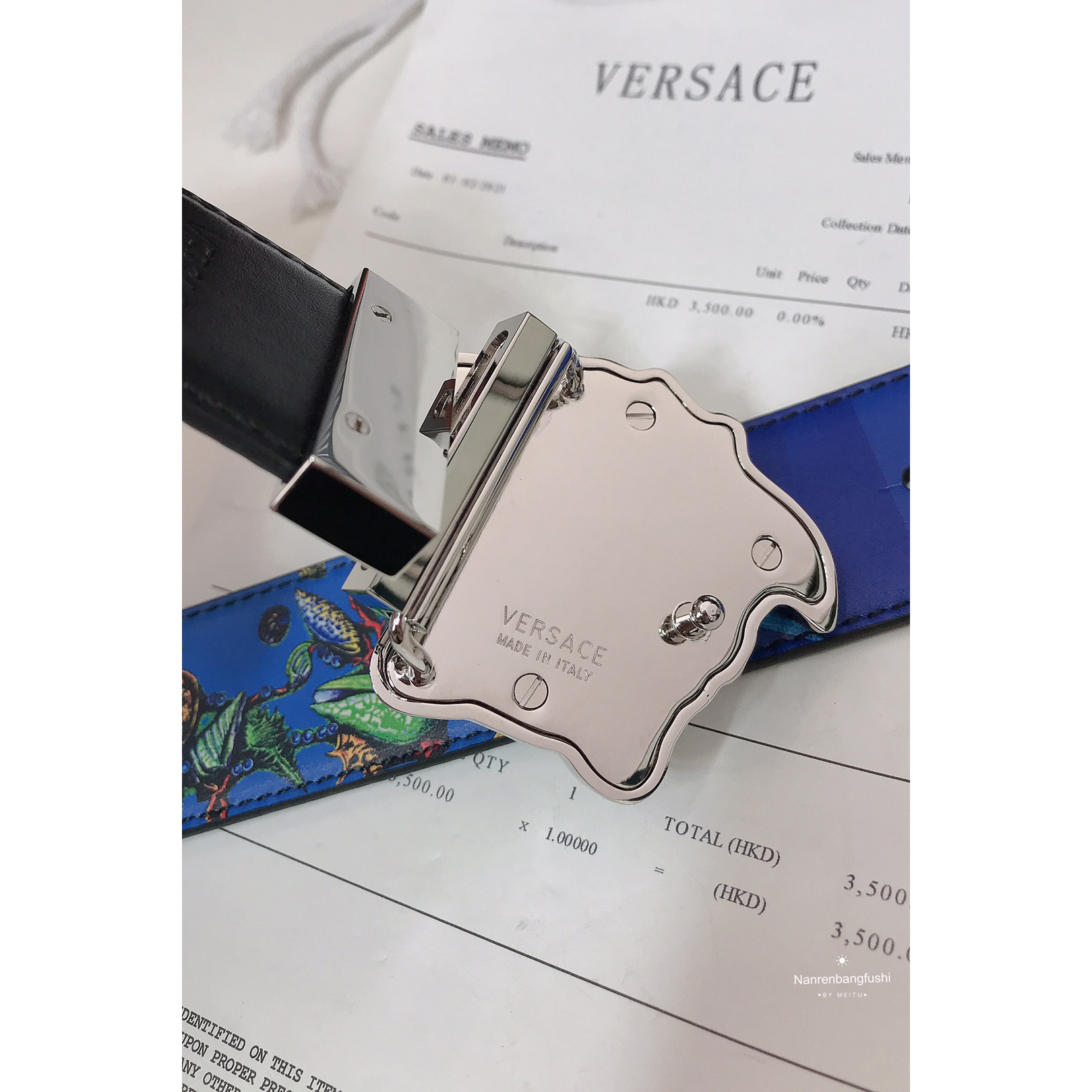 Versace Marine Organism Print 40 MM Belt  - EUR FASHION