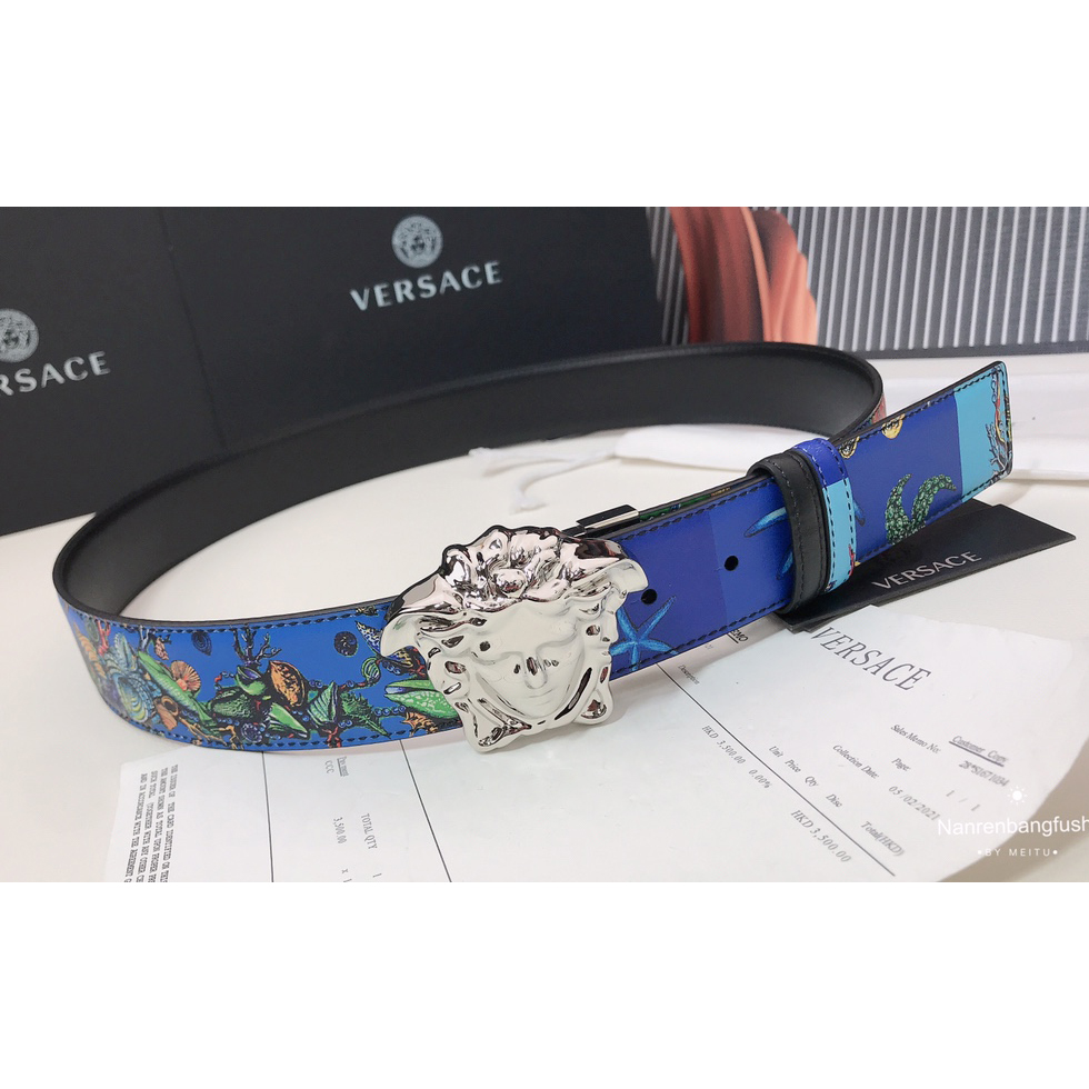 Versace Marine Organism Print 40 MM Belt  - EUR FASHION