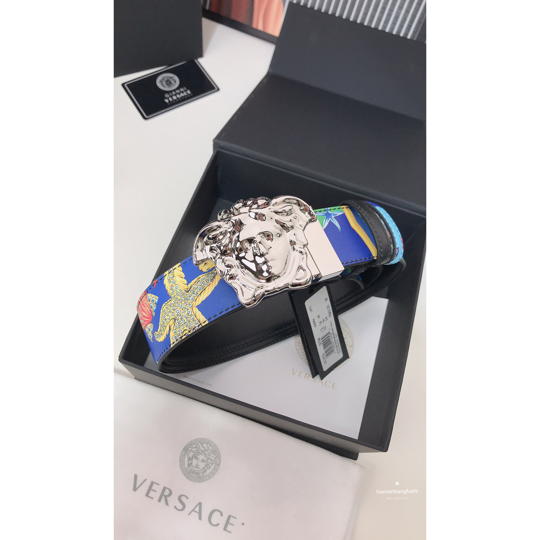 Versace Marine Organism Print 40 MM Belt  - EUR FASHION