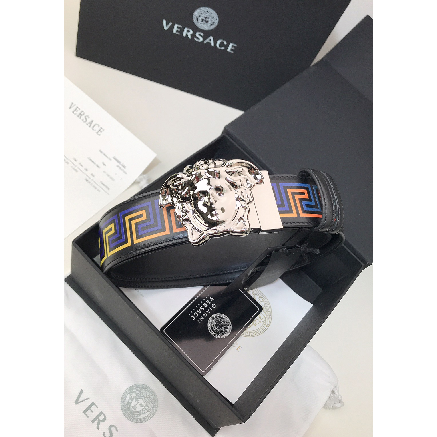 Versace Barocco Print Palazzo 40 MM Belt  - EUR FASHION