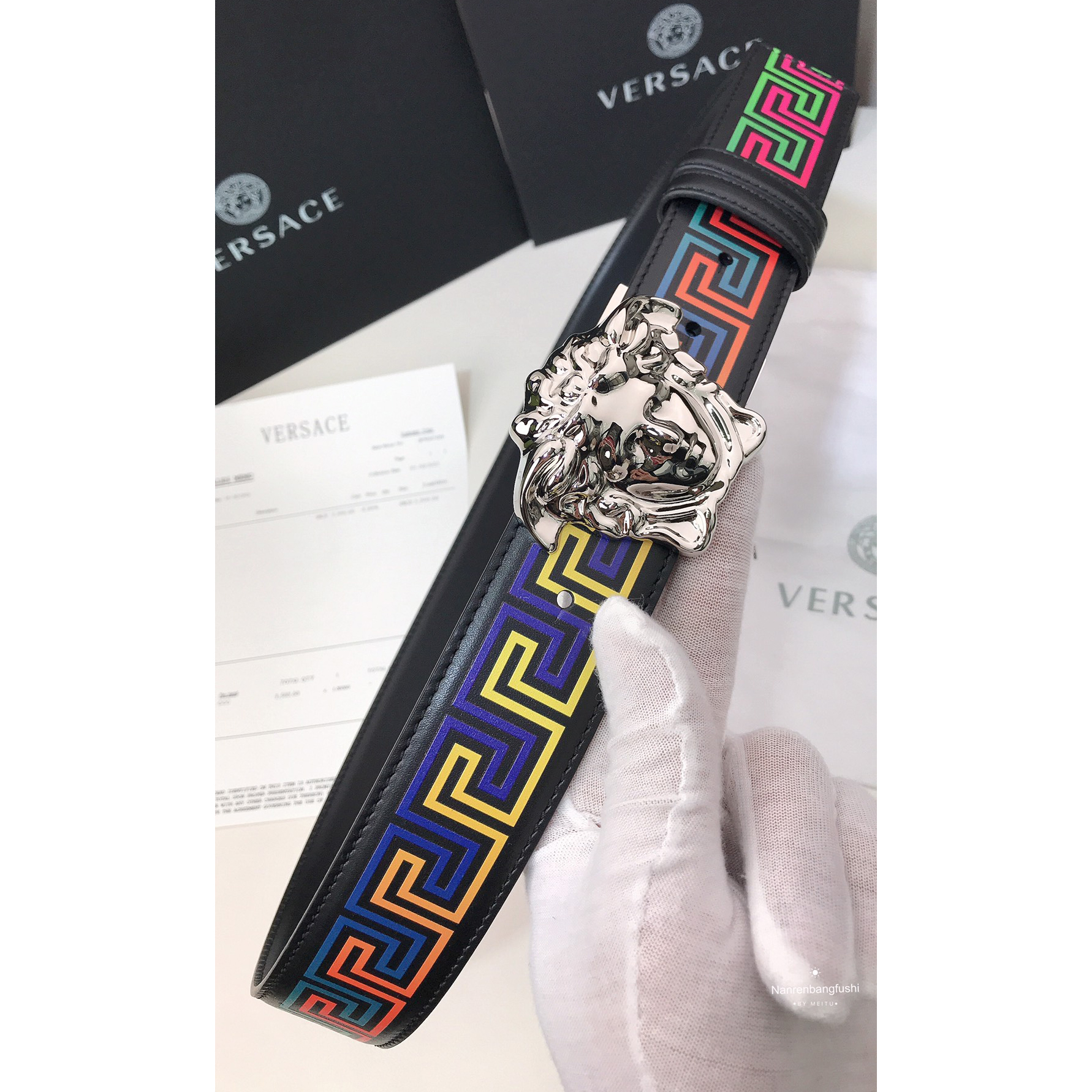 Versace Barocco Print Palazzo 40 MM Belt  - EUR FASHION