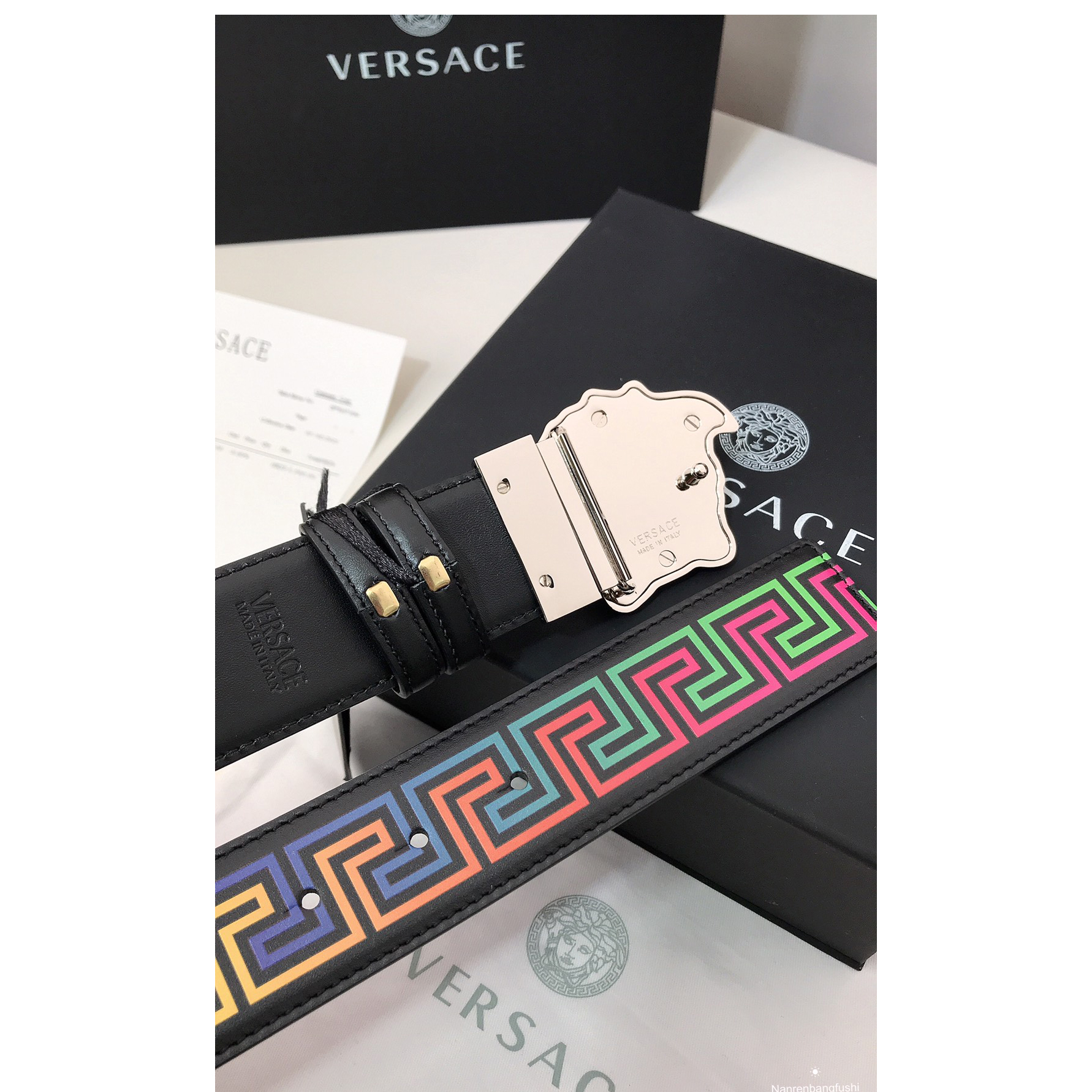 Versace Barocco Print Palazzo 40 MM Belt  - EUR FASHION