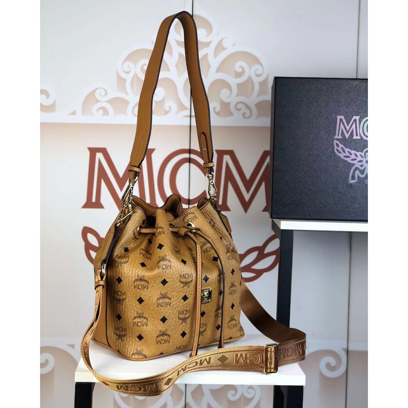 MCM Dessau Drawstring Bag In Visetos(24-25-15CM) - EUR FASHION