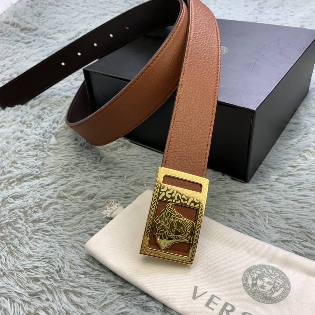 Versace Medusa Head Leather Belt  35mm - EUR FASHION