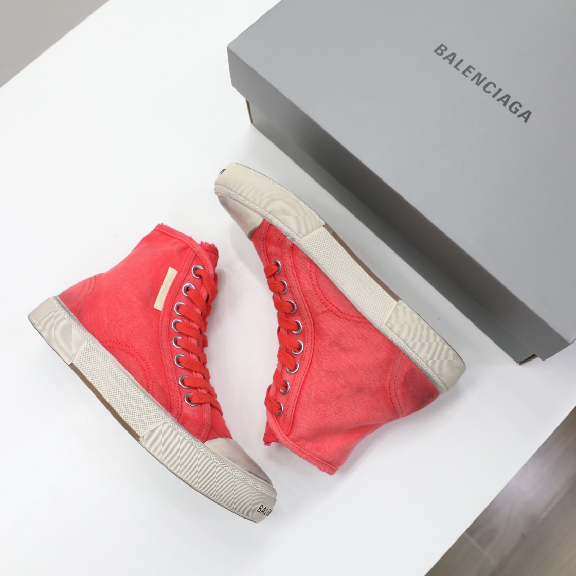 Balenciaga Men's  Paris High Top Sneaker In Red - EUR FASHION