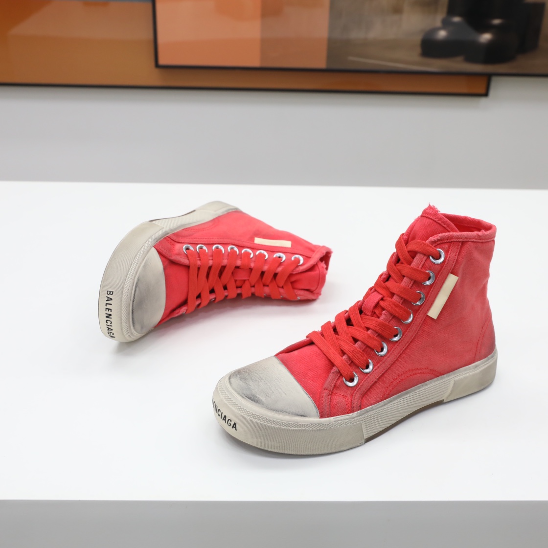 Balenciaga Men's  Paris High Top Sneaker In Red - EUR FASHION