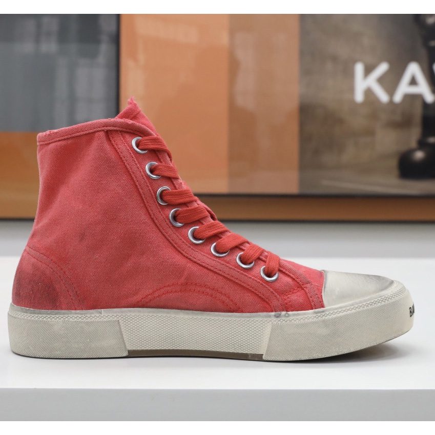 Balenciaga Men's  Paris High Top Sneaker In Red - EUR FASHION