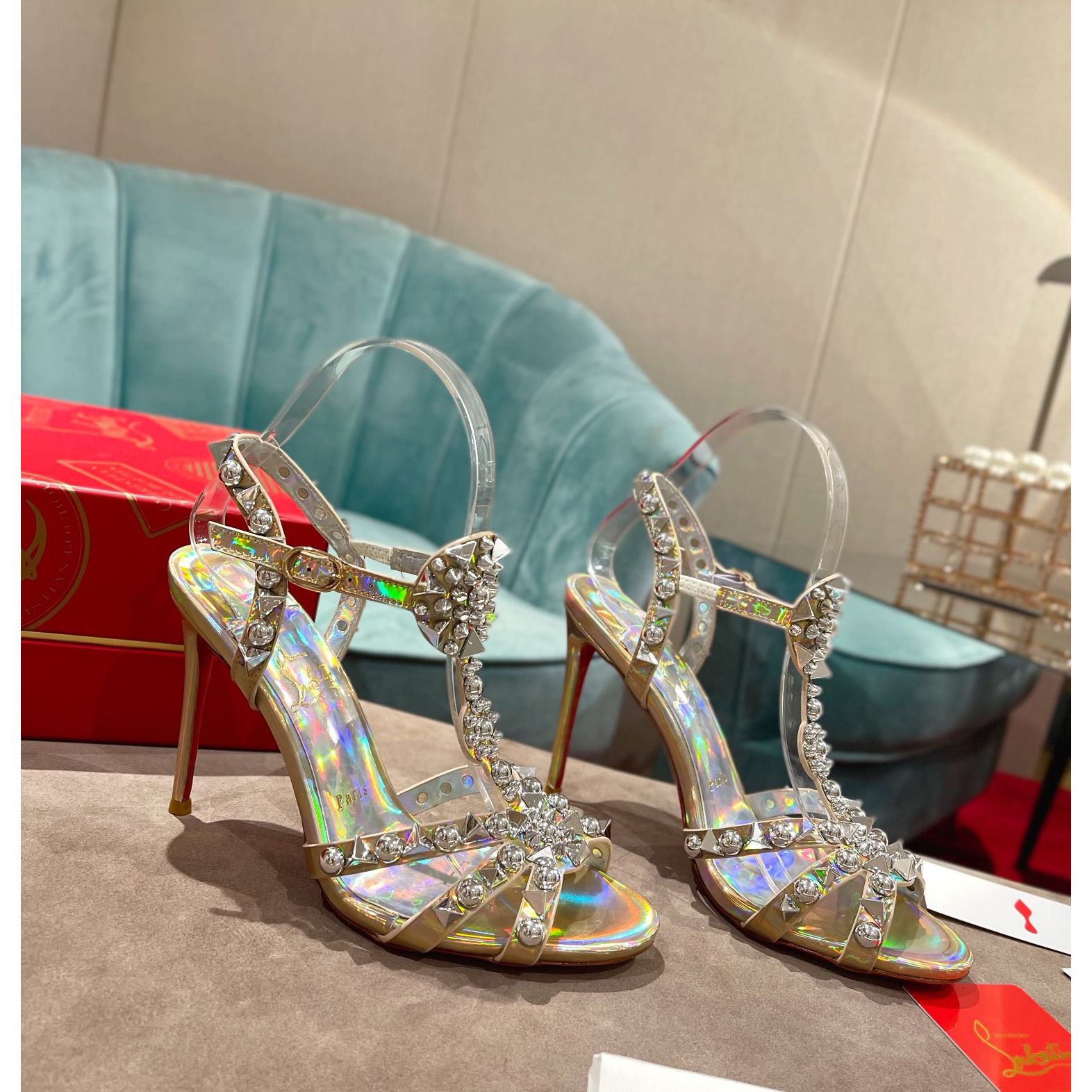 Christian Louboutin Silver Sandal（10cm Heel Height） - EUR FASHION