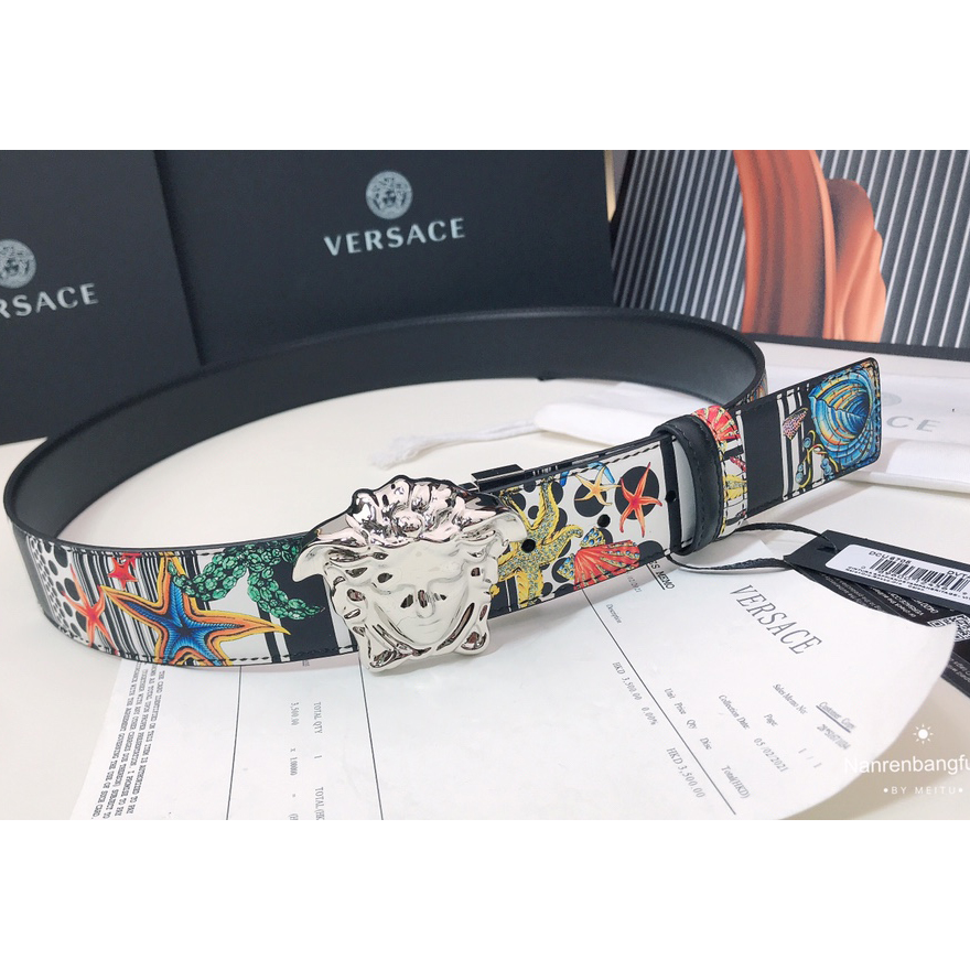 Versace Marine Organism Print 40 MM Belt  - EUR FASHION