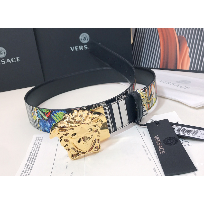 Versace Marine Organism Print 40 MM Belt  - EUR FASHION