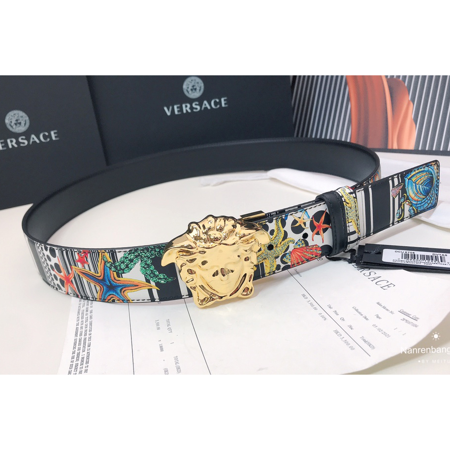 Versace Marine Organism Print 40 MM Belt  - EUR FASHION