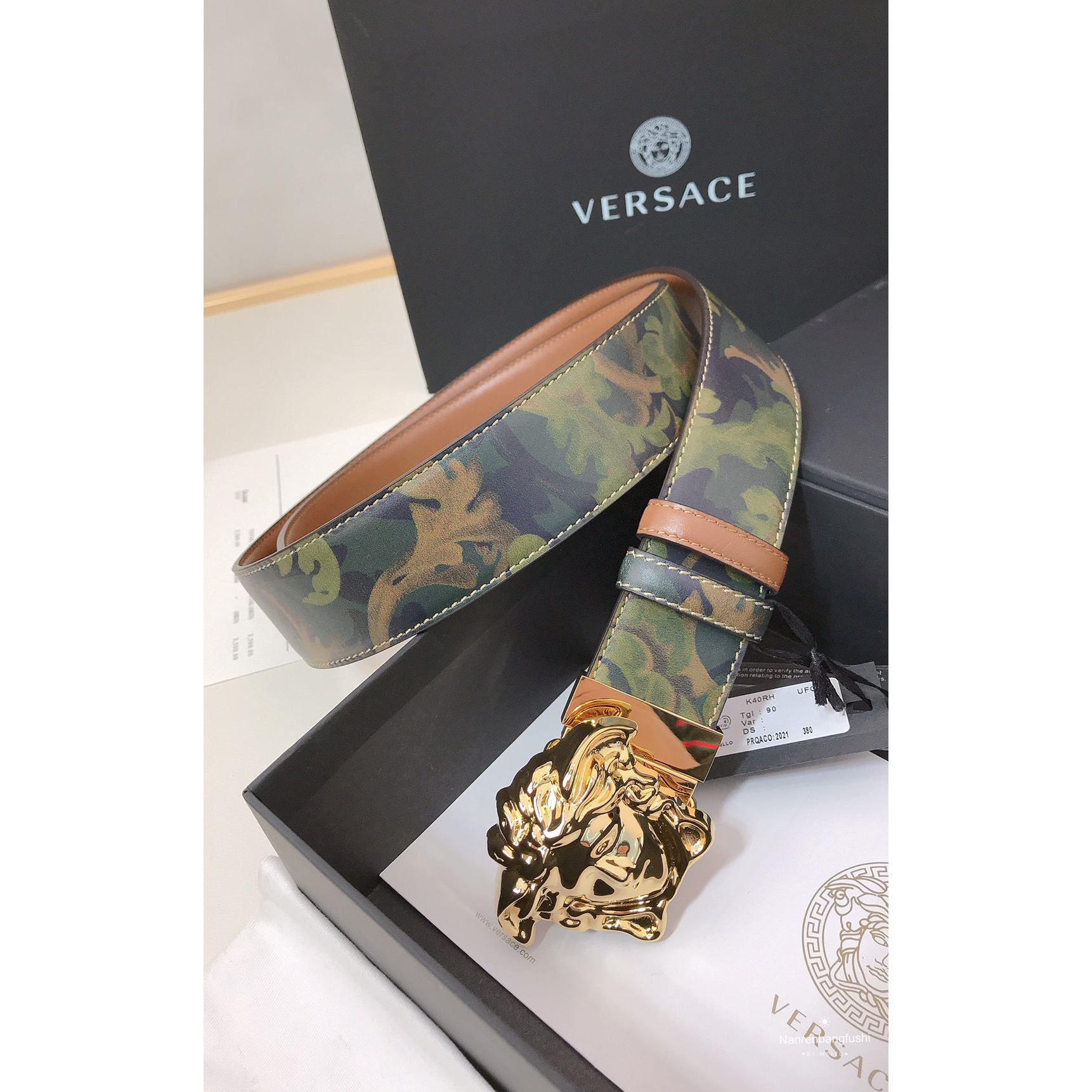 Versace Barocco Print Palazzo 40 MM Belt  - EUR FASHION