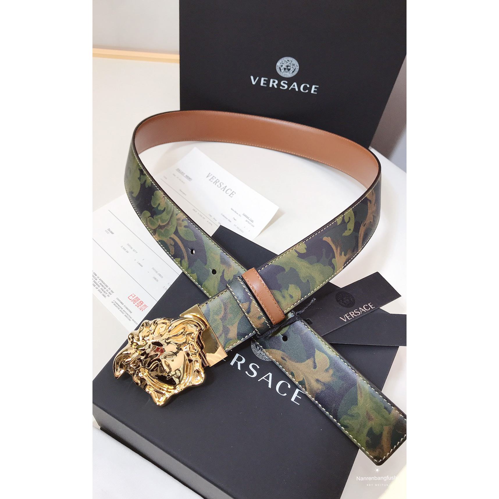 Versace Barocco Print Palazzo 40 MM Belt  - EUR FASHION