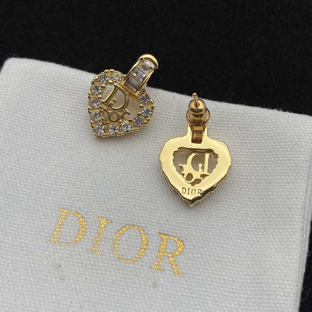 Dior Peach Heart Full Drill Earrings - EUR FASHION