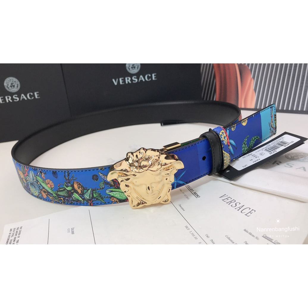 Versace Marine Organism Print 40 MM Belt  - EUR FASHION