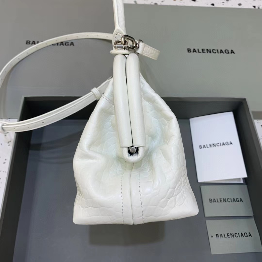 Balenciaga Women's Editor Small Bag Crocodile Embossed In White（27-15.5-11CM） - EUR FASHION