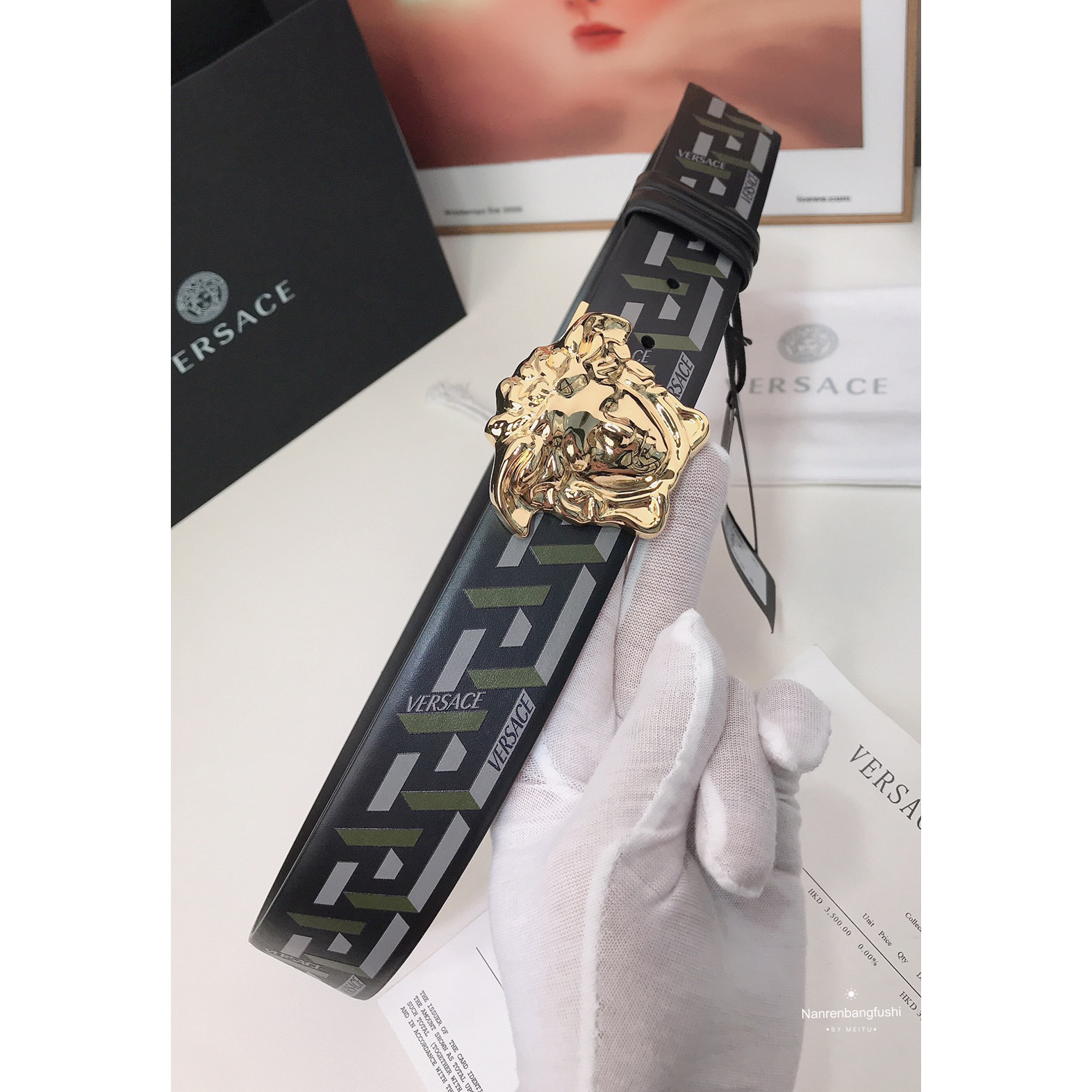 Versace La Greca Print 40 MM Belt  - EUR FASHION