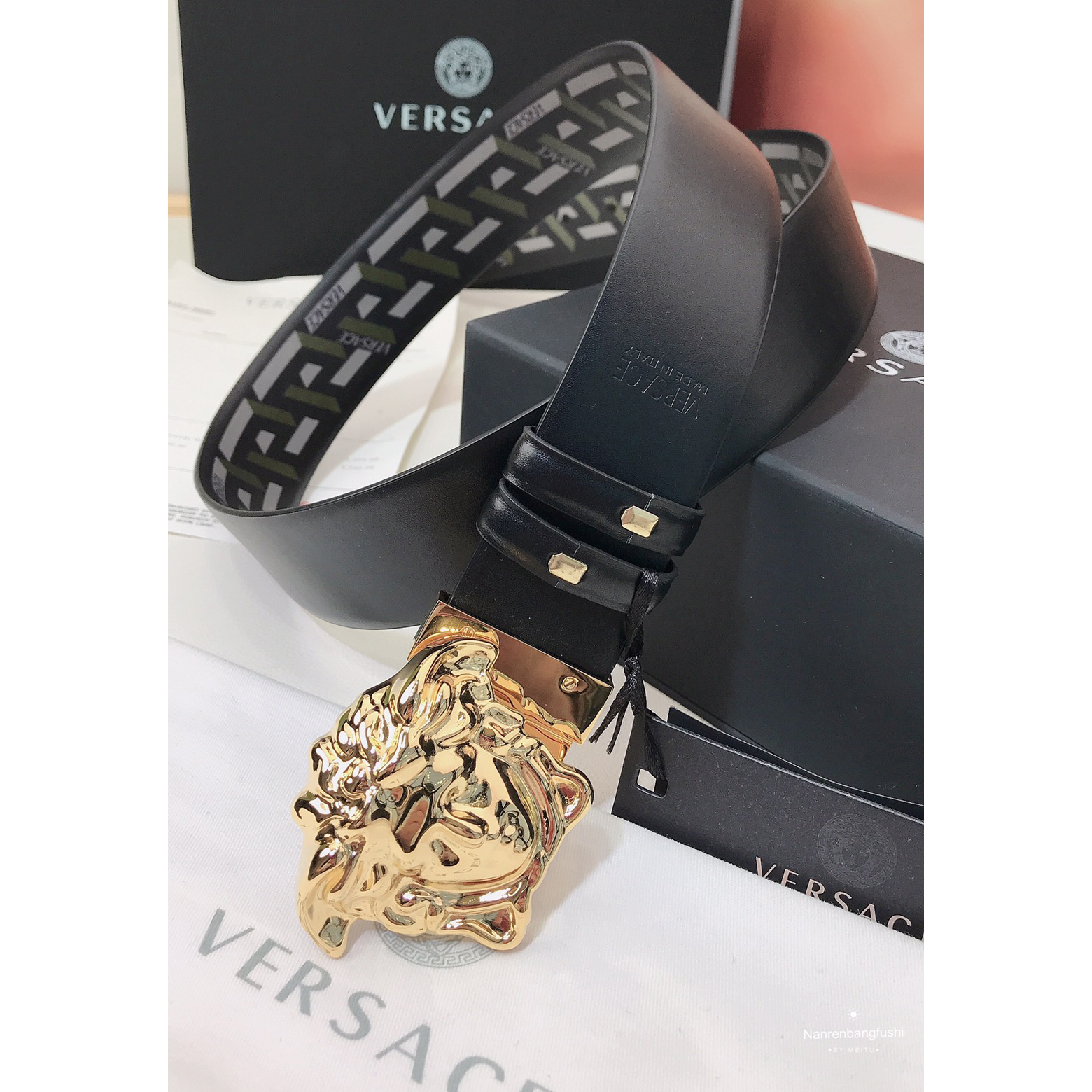 Versace La Greca Print 40 MM Belt  - EUR FASHION