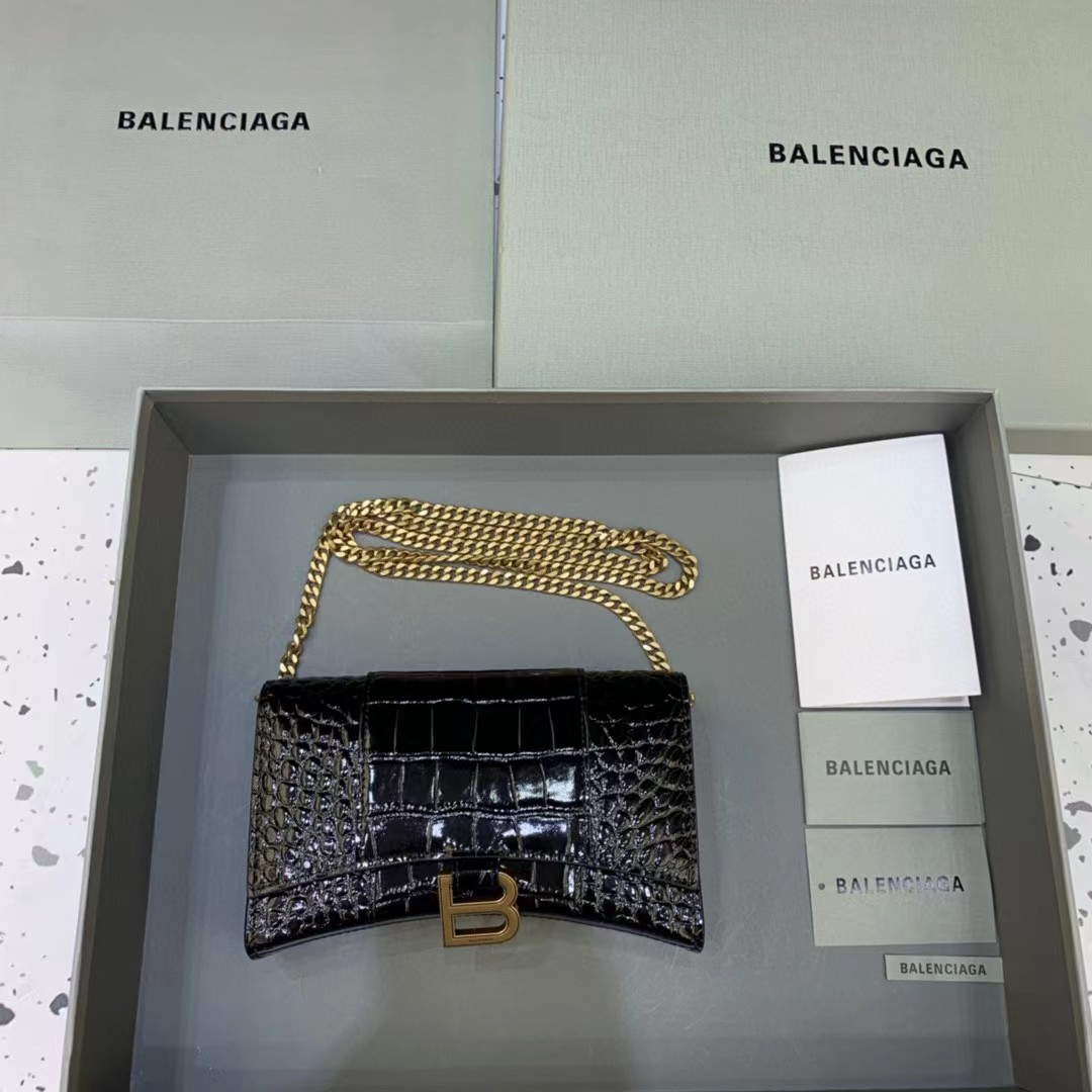 Balenciaga Hourglass Wallet On Chain (19.5-12-5cm) - EUR FASHION