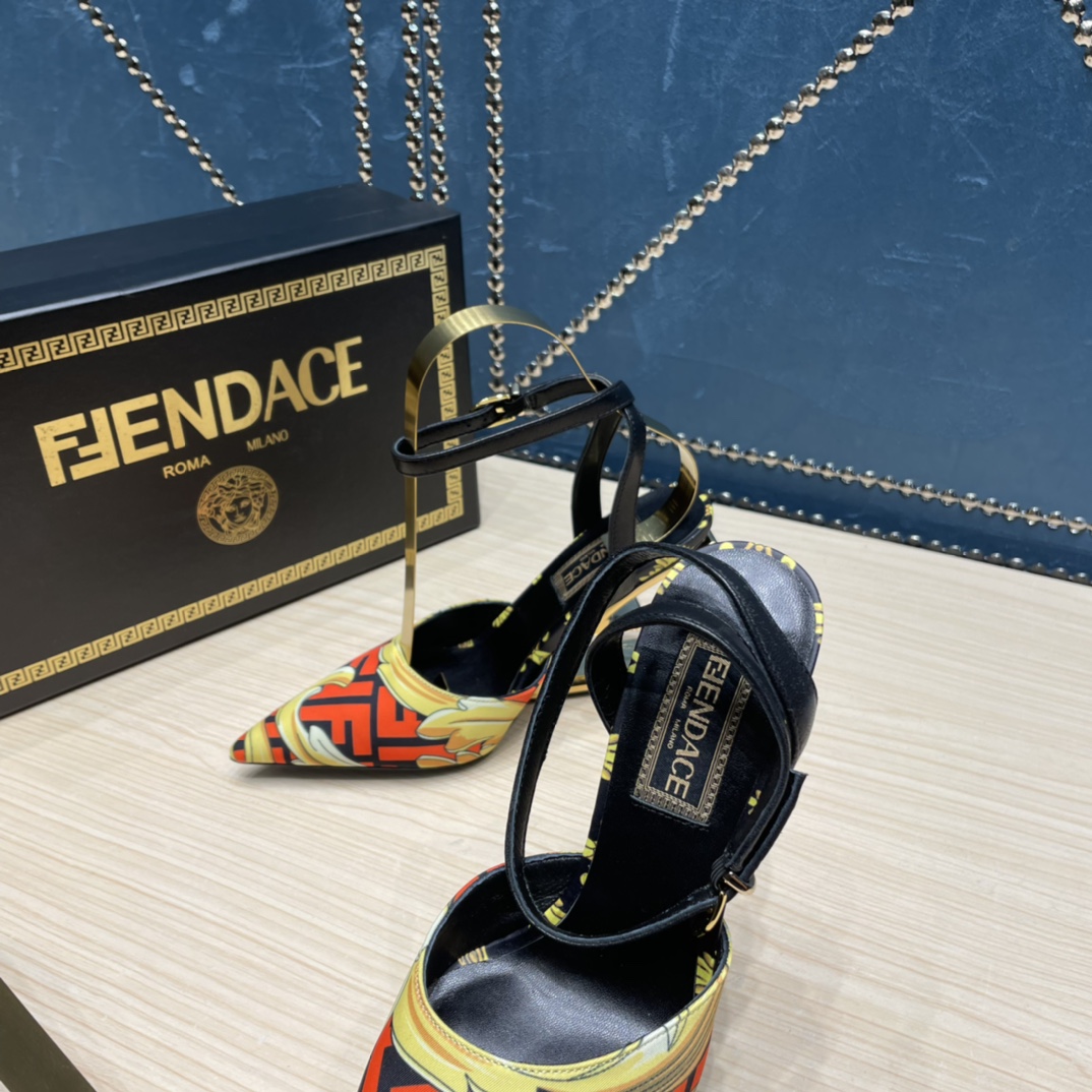 Fendi x Versace Fendace Printed Silk High-Heeled Slingbacks - EUR FASHION