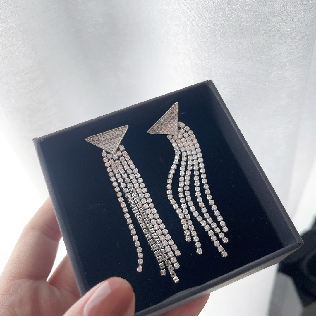 Prada Crystal Logo Jewels Zirconia Earrings - EUR FASHION