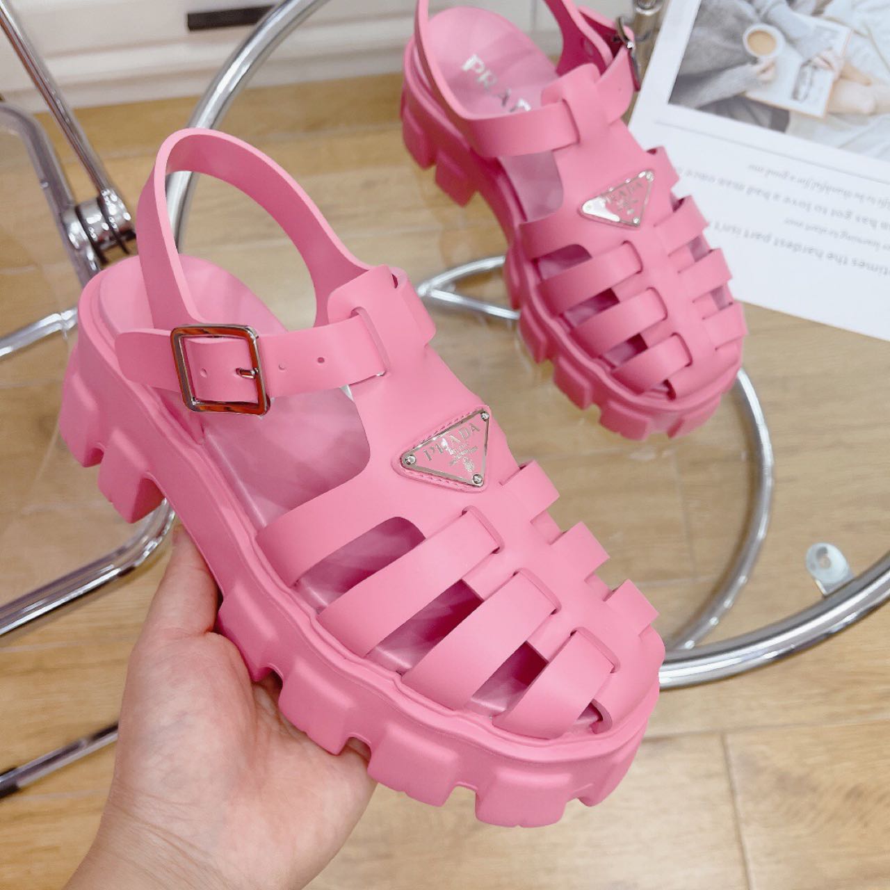 Prada Foam Rubber Sandals In Begonia Pink - EUR FASHION