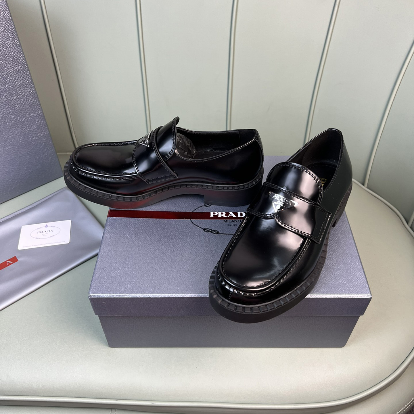 Prada Chocolate Sharp Brushed Leather Pointed Loafers - EUR FASHION